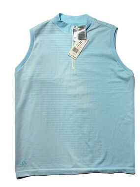 adidas Golf Sleeveless 1/4 Zip Polo Halo Blue HG6978 Women's NWT